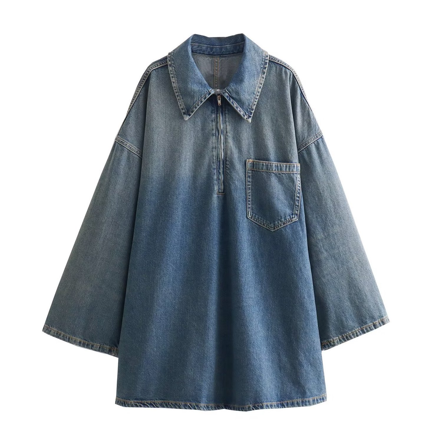 Streetwear Unique Fall Spring Sexy Design Casual Long Sleeve Mini Jean Skirts Denim Blouse Dress Women'S Skirts Casual Dresses