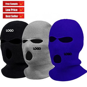 Wholesale Ski Mask Funny Winter Rapper Bandit Knitted Custom Embroidery Unisex Full Face Ski Mask Cover 3  Hole Balaclava Hats