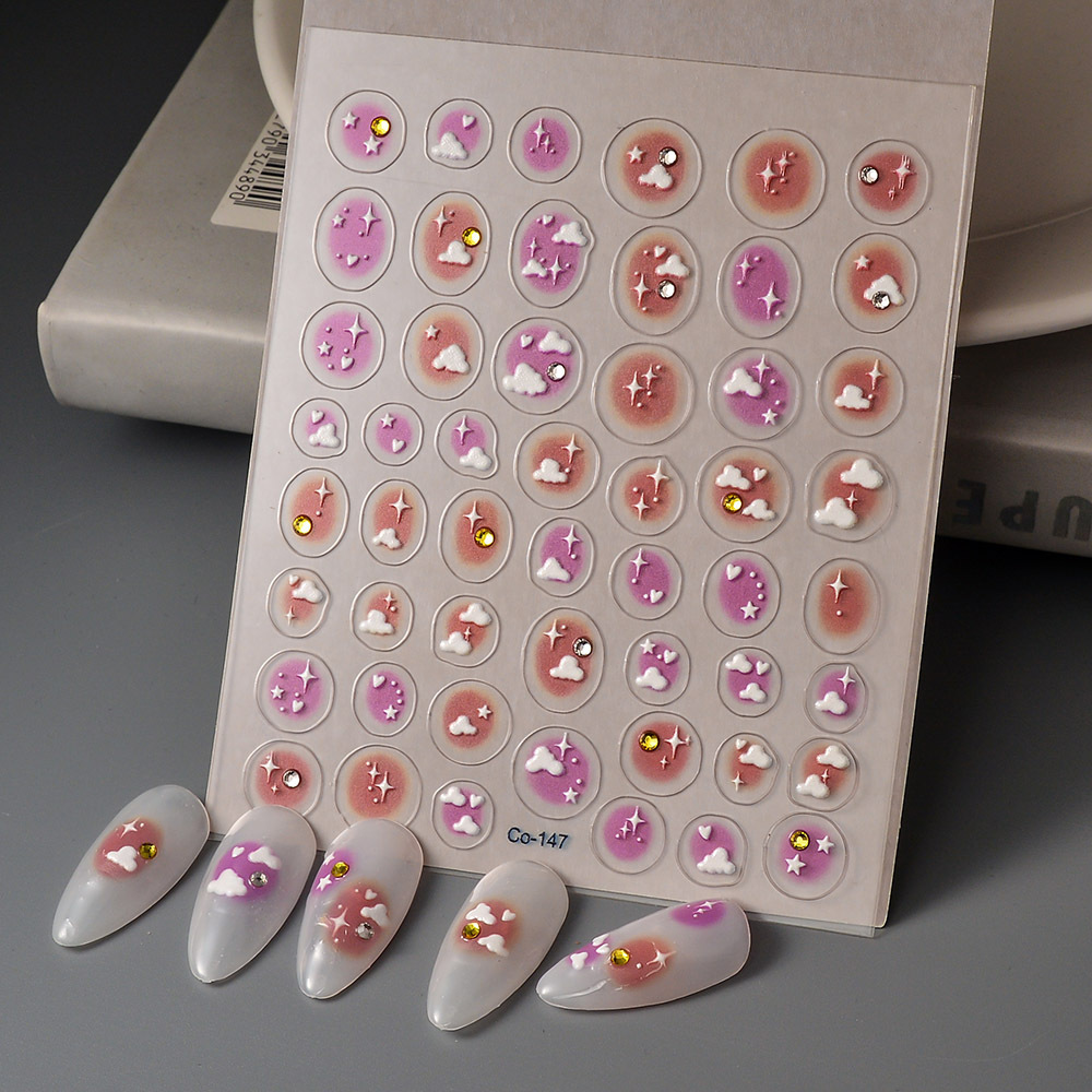 3D Embossed Nail Art Stickers Decals Self-Adhesive Pegatinas Unas 5D Crystalline Diamond Nail Stickers for Woman Girls