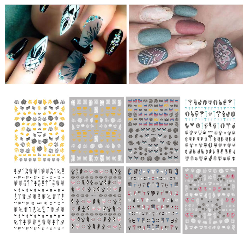 New Design DIY Nail Decoration Bronzing Fall Nail Stickers Wholesale 3D Flatness Nail Art Stickers