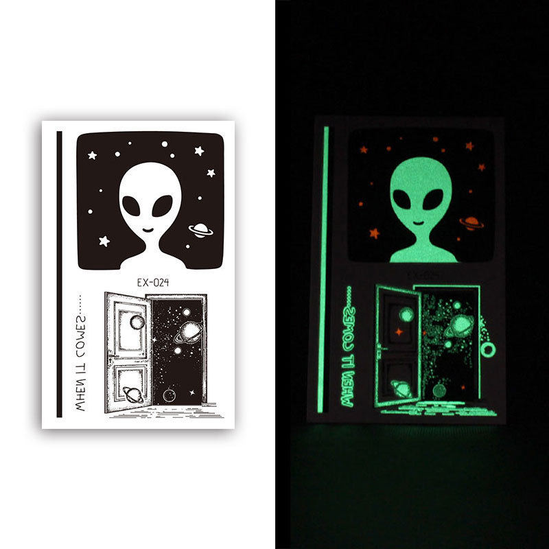 Mixed Styles Glow In Dark Mysterious pattern Tattoo Outer Space Glitter Tattoo Temporary Stickers