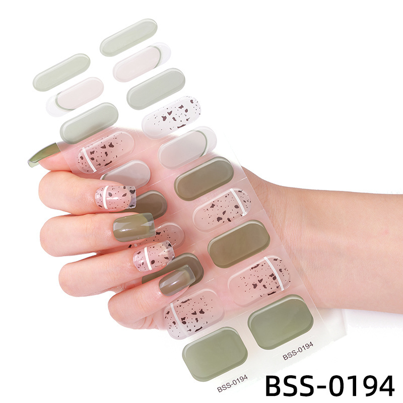 Wholesale Luxury Uv Self Adhesive Gel False Nails Art Stickers Custom Semi Cured Nail Wraps