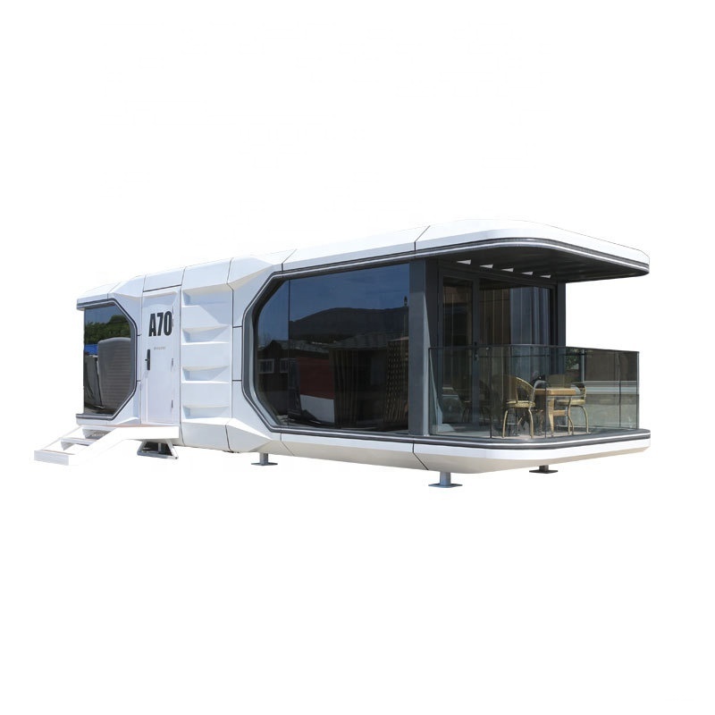 K New Product Travel Trailer Apple Cabin Prefabricated Flat Pack Modular Container House On Wheels  camping pod