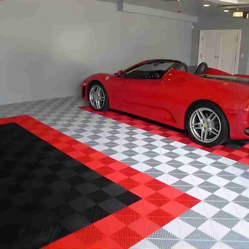 Modular diamond garage flooring for outdoor and indoor garage floor protection