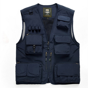 Wholesale plus size nylon  Men's Casual Outdoor Utility Work Photographer Cargo Fishing Utility Vest