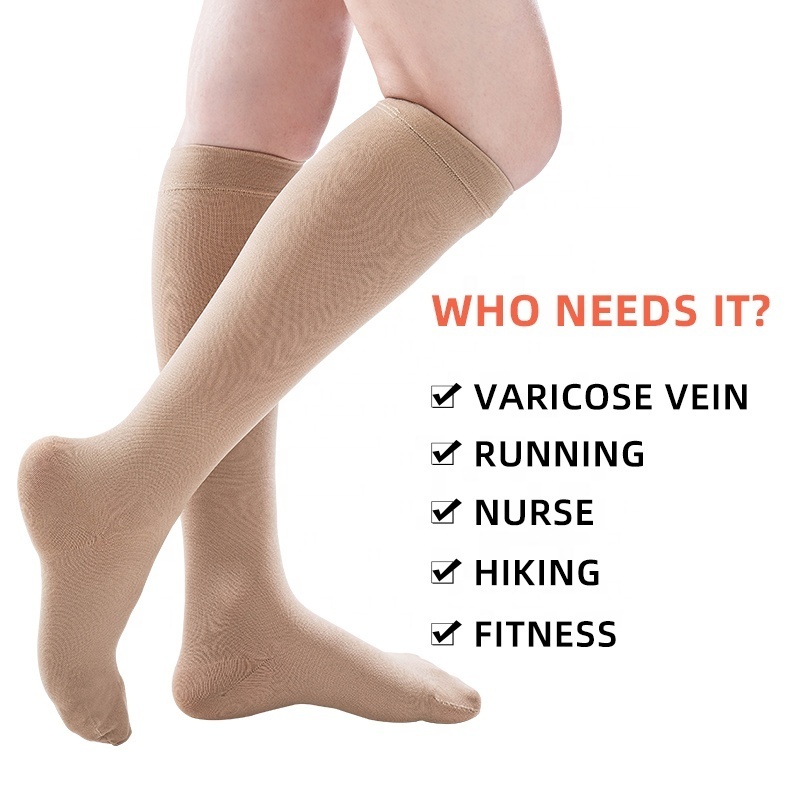 Knee high compression socks 20-30mmhg toesless medical compression stockings class 2