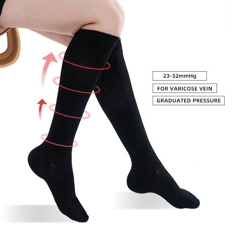 Knee high compression socks 20-30mmhg toesless medical compression stockings class 2