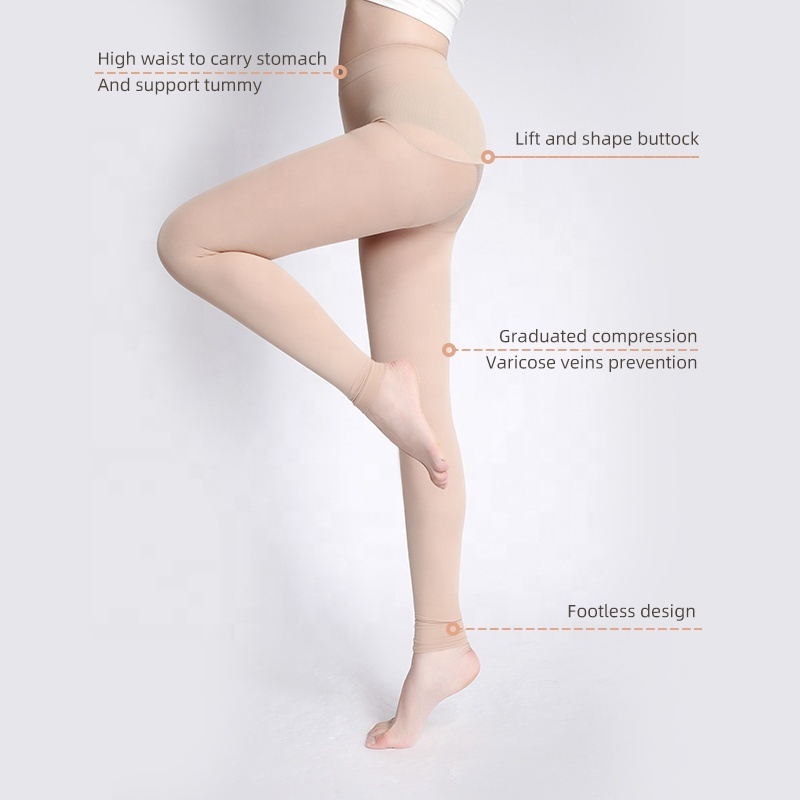 High Waist Fashion Ballet Compression Leggings Black Footless Tights Pantyhose