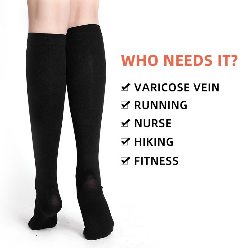 Knee high compression socks 20-30mmhg toesless medical compression stockings class 2