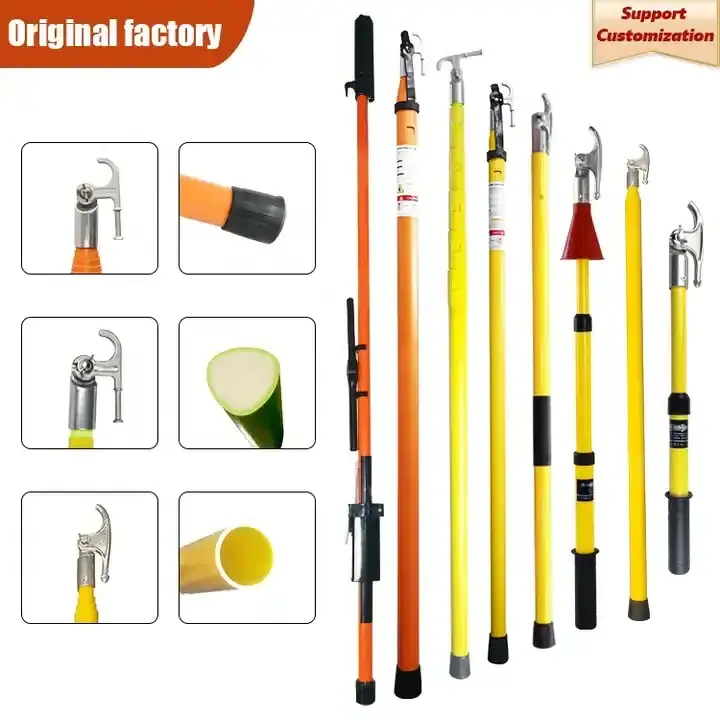 IR-235 High Voltage Fiberglass 5M 10M Insulated Operation Telescopic Triangle Hot Stick Rod