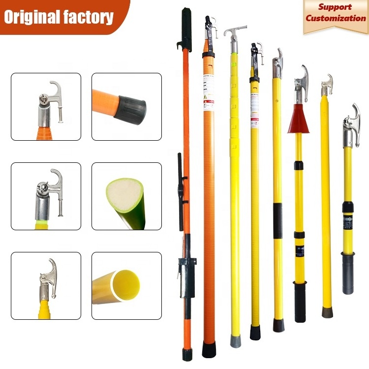 IR-235 High Voltage Fiberglass Telescopic Insulated Operation 5M 10M Telescopic Triangle Hot Stick Rod