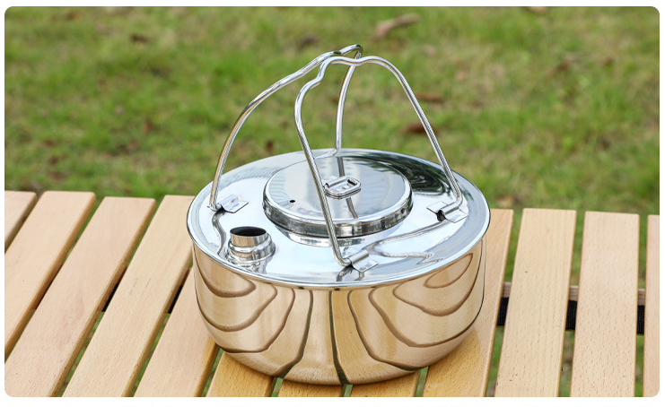 Stainless Steel 1.5L Boiling Tea Kettle with anti-heat handle for Hiking Camping Outdoor Use