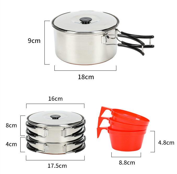 3 Person Camping Outdoor Picnic Mess Kit for Family