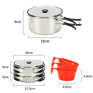 3 Person Camping Outdoor Picnic Mess Kit for Family