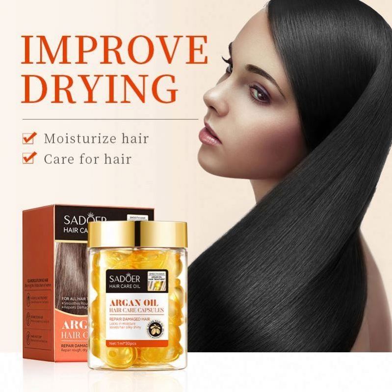 Sadoer Smoothing Private Label Repair Nourishing Moisturizing Hair Argan Vitamins Oil Capsules