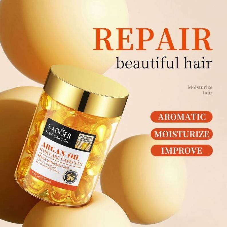 Sadoer Smoothing Private Label Repair Nourishing Moisturizing Hair Argan Vitamins Oil Capsules