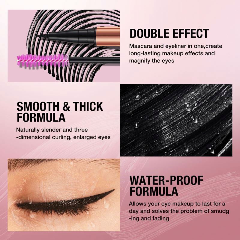 O.two.o Private Label 2 In 1 Eyelash Eyeliner Thick Curling 4d Double Head Mascara For Women Waterproof Longlasting