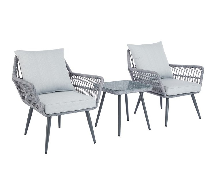 3 piece Garden Bistro furniture set Chat Set Frame Wicker Linen mat Wicker Bistro set patio wicker furniture