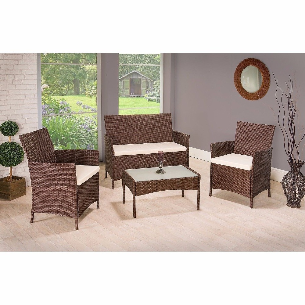 Outdoor Rattan Furniture Set - 4 Pieces for Garden Patio Sofa Sale