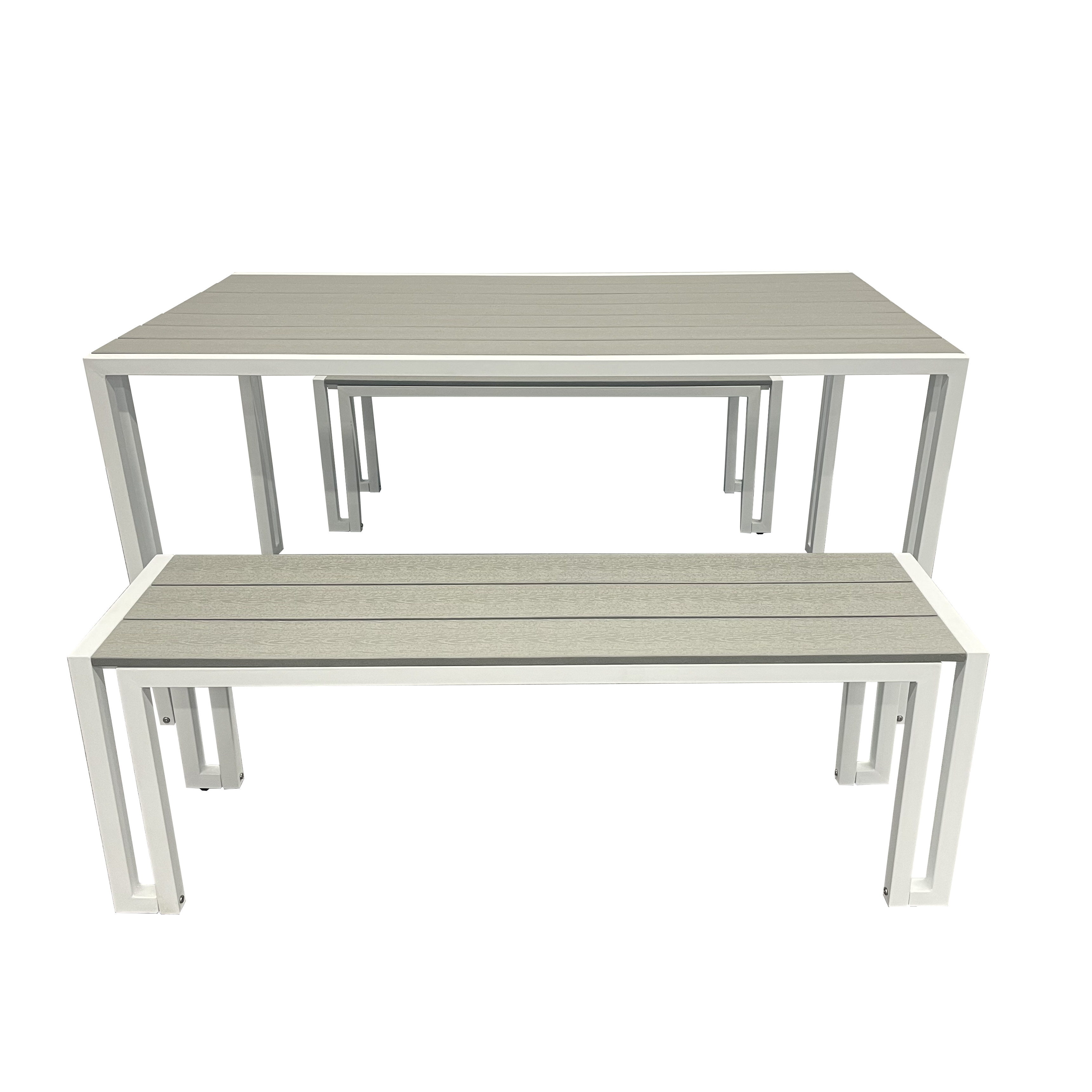 Waterproof garden Restaurant White Aluminum Outdoor Bench Patio Courtyard Aluminum Furniture Set Outdoor Furniture