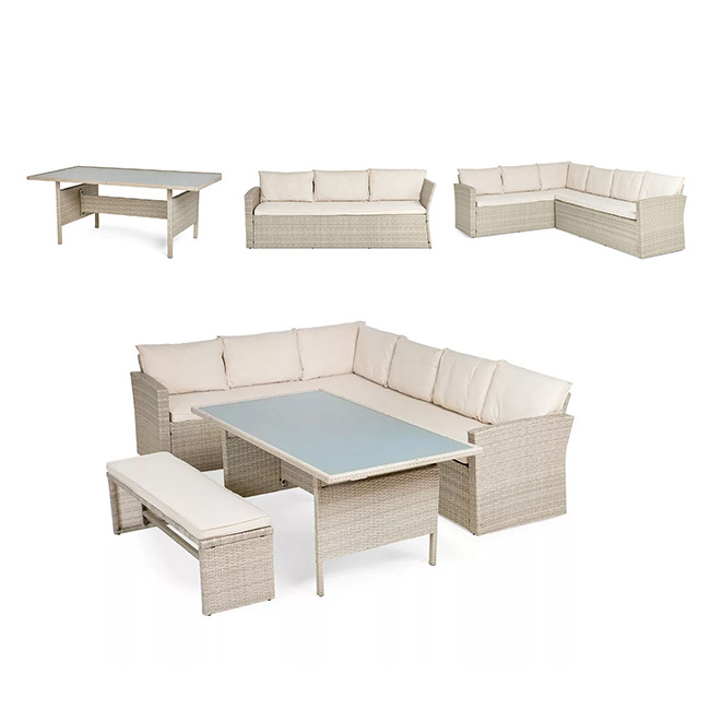 Rattan Outdoor Sofa Milk White Rattan Wicker Sectional Courtyard Garden Sofas Outdoor Garden Patio Furniture