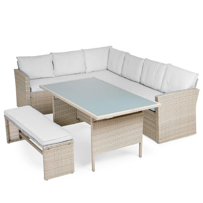 Hot sale Wholesale Pool Patio Luxury Rattan Sofa Glass Tables Outside Seats Outdoor Patio Garden Sofa Sets