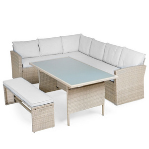 Hot sale Wholesale Pool Patio Luxury Rattan Sofa Glass Tables Outside Seats Outdoor Patio Garden Sofa Sets