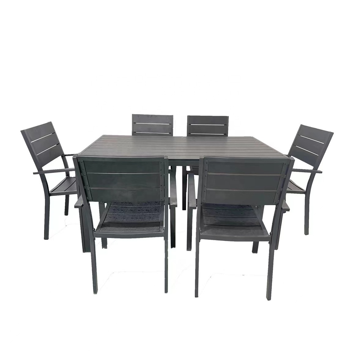 Outdoor Cafe Restaurant Black Outdoor Furniture Table Chairs Aluminum Dining Table Set Garden Furniture Set