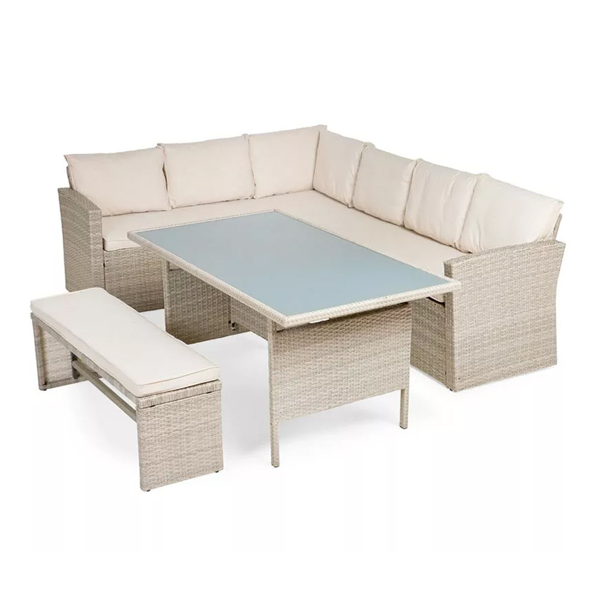 Rattan Outdoor Sofa Milk White Rattan Wicker Sectional Courtyard Garden Sofas Outdoor Garden Patio Furniture