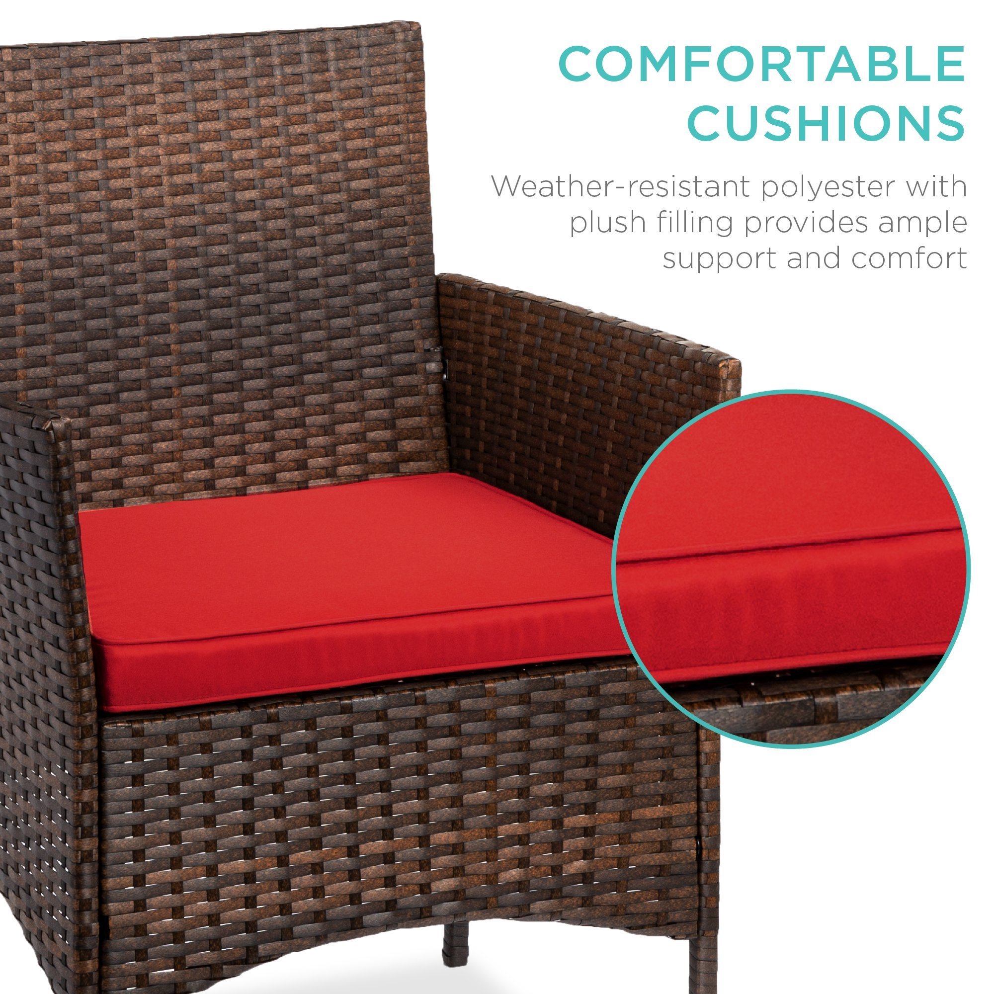 Rattan Wicker 3pc Red Patio Rattan Bistro Set Patio Furniture Beer table And outdoor furniture sets