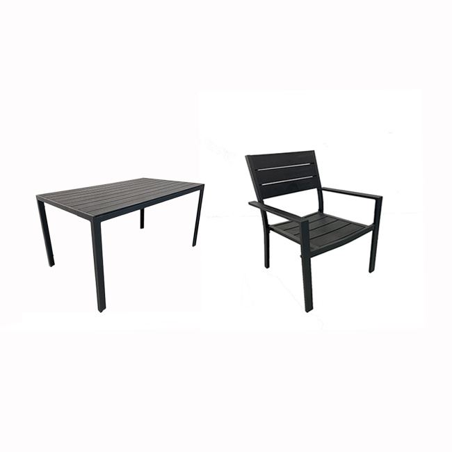 High Quality 6 Chairs And Table Aluminum Outdoor Garden Cafe Restaurant Black Table Chairs Dining  Outdoor Furniture