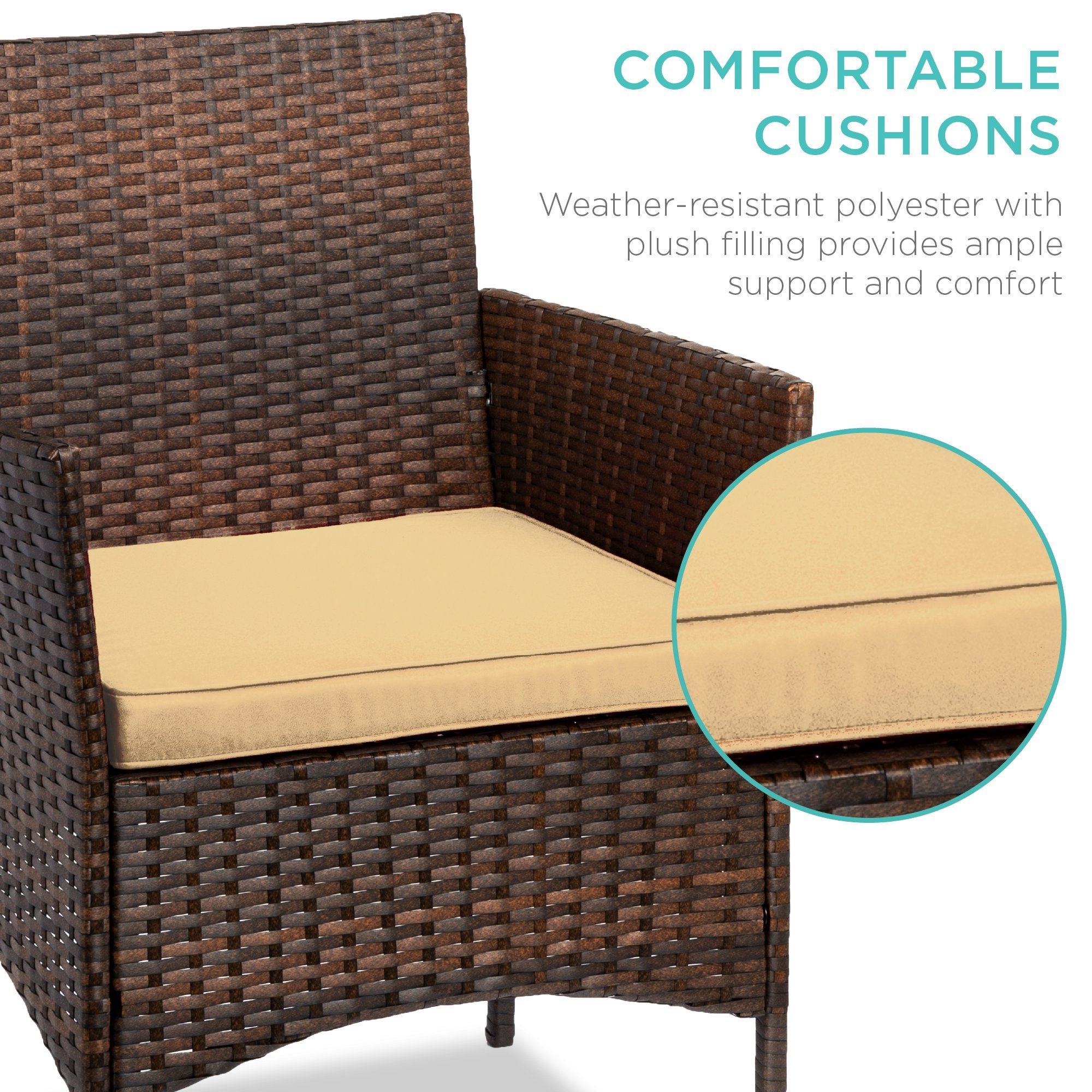 Wicker Outdoor Lounge Chair 2 Seater Comfortable Balcony PE Rattan 3 Piece Rustic Furniture Set