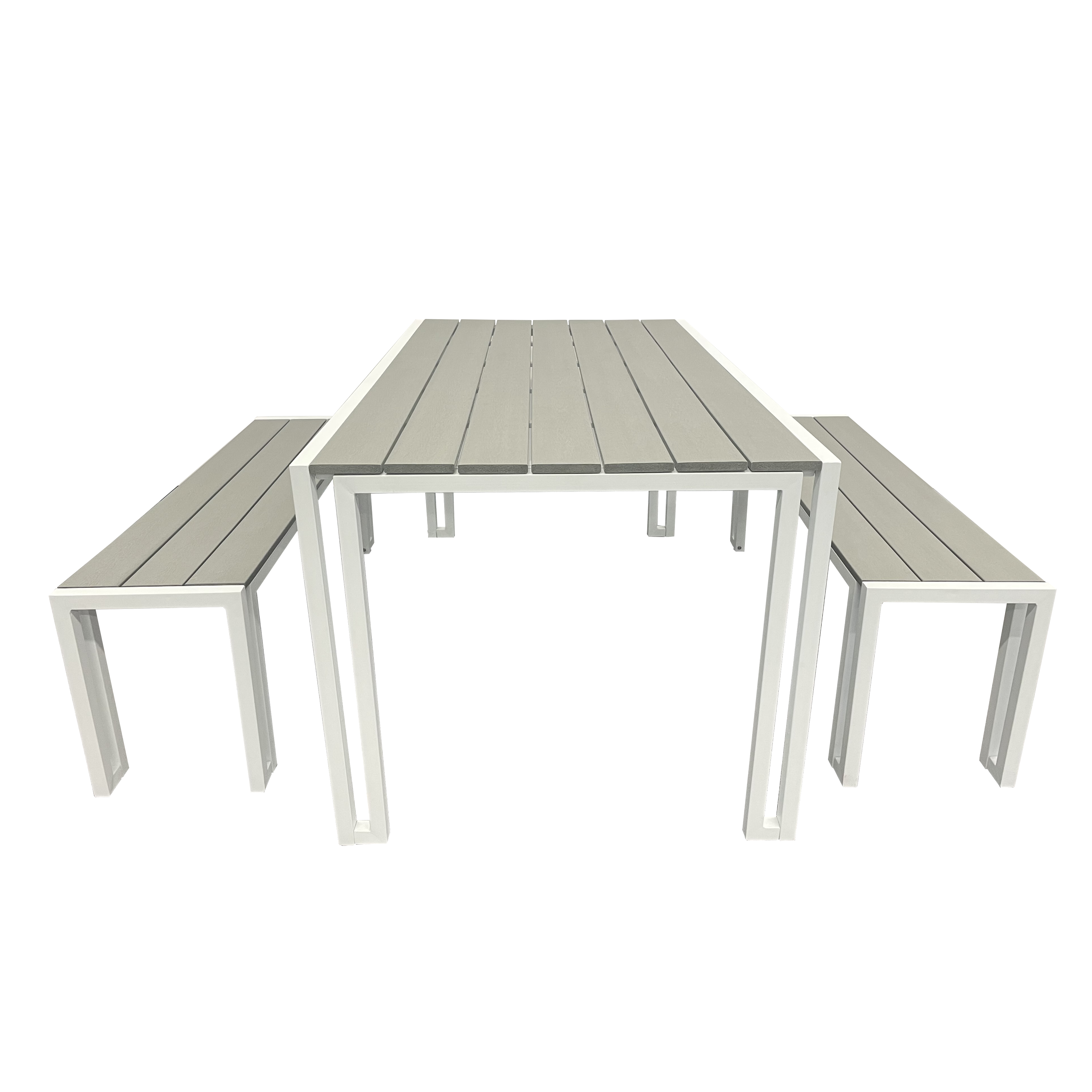 Waterproof garden Restaurant White Aluminum Outdoor Bench Patio Courtyard Aluminum Furniture Set Outdoor Furniture