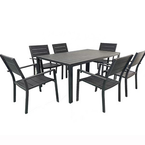 Outdoor Cafe Restaurant Black Outdoor Furniture Table Chairs Aluminum Dining Table Set Garden Furniture Set