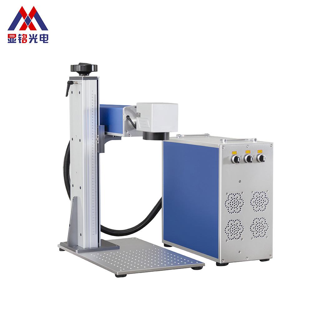 Optical Fiber 10watt 20watt 30 watt 50watt   Laser Marking Machine  With Rotary Devices For Marking On Metal Plastic