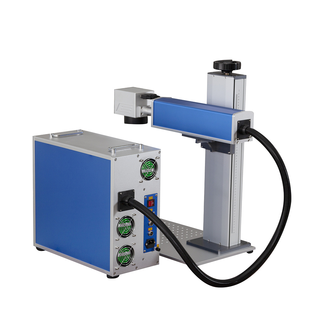 Optical Fiber 10watt 20watt 30 watt 50watt   Laser Marking Machine  With Rotary Devices For Marking On Metal Plastic