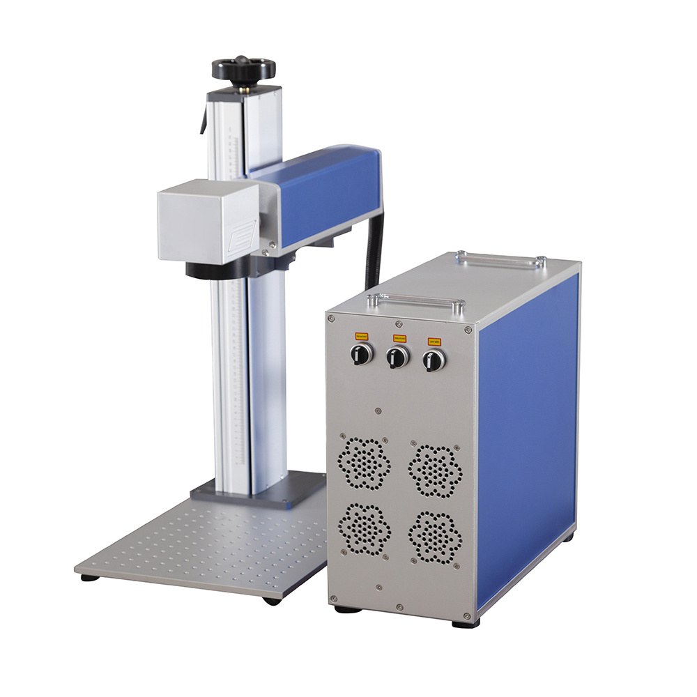 Optical Fiber 10watt 20watt 30 watt 50watt   Laser Marking Machine  With Rotary Devices For Marking On Metal Plastic