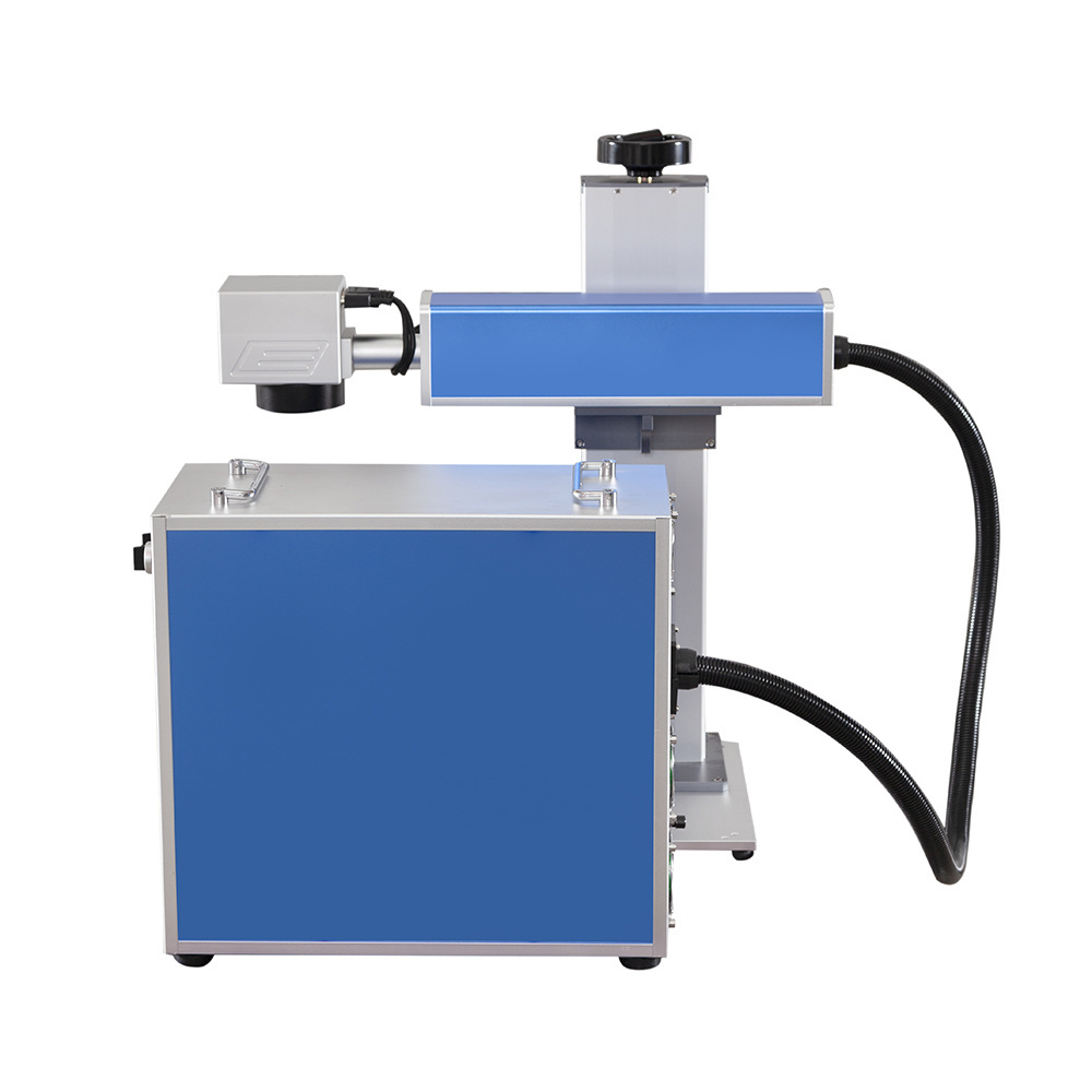 Optical Fiber 10watt 20watt 30 watt 50watt   Laser Marking Machine  With Rotary Devices For Marking On Metal Plastic