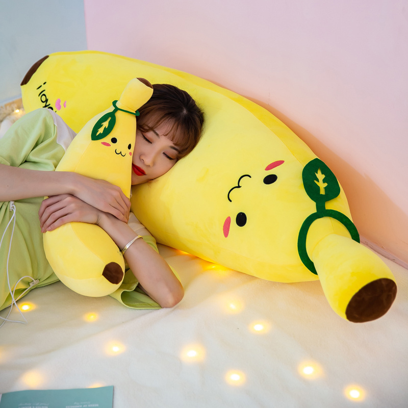 cpc Best Price popular Smiley face expression Yellow kawaii banana Fruit Doll pillow soft stuffed Long banana plush toy