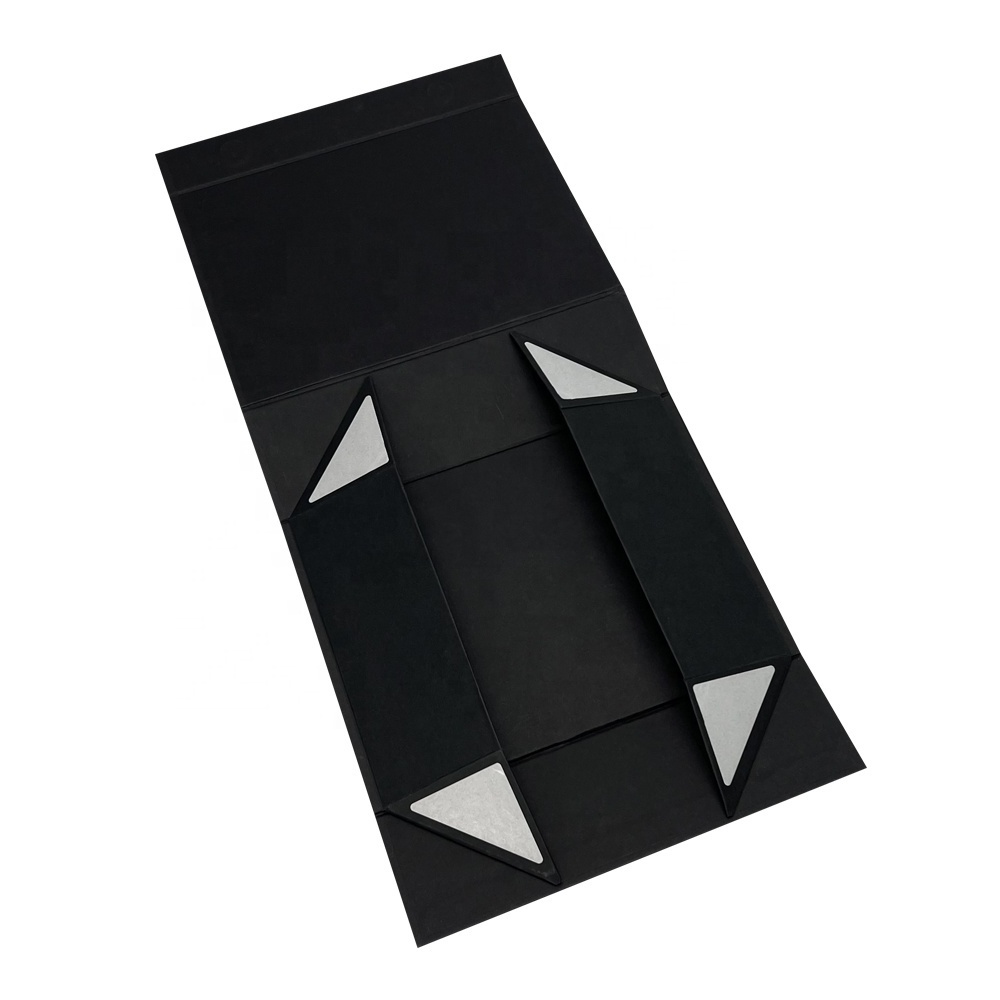 Factory custom luxury flip top cardboard black paper Magnetic gift box packaging