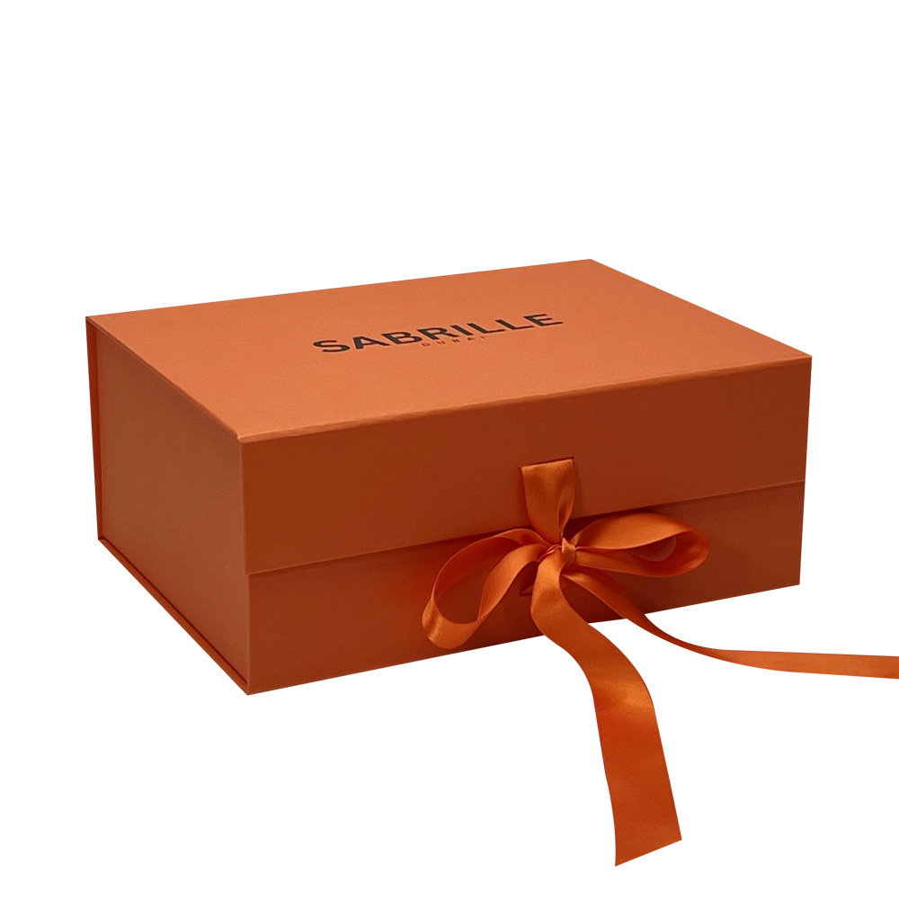 Wholesale Luxury Orange Paper Wig Box Customizable Magnetic Closure Folding Packaging Gift Box