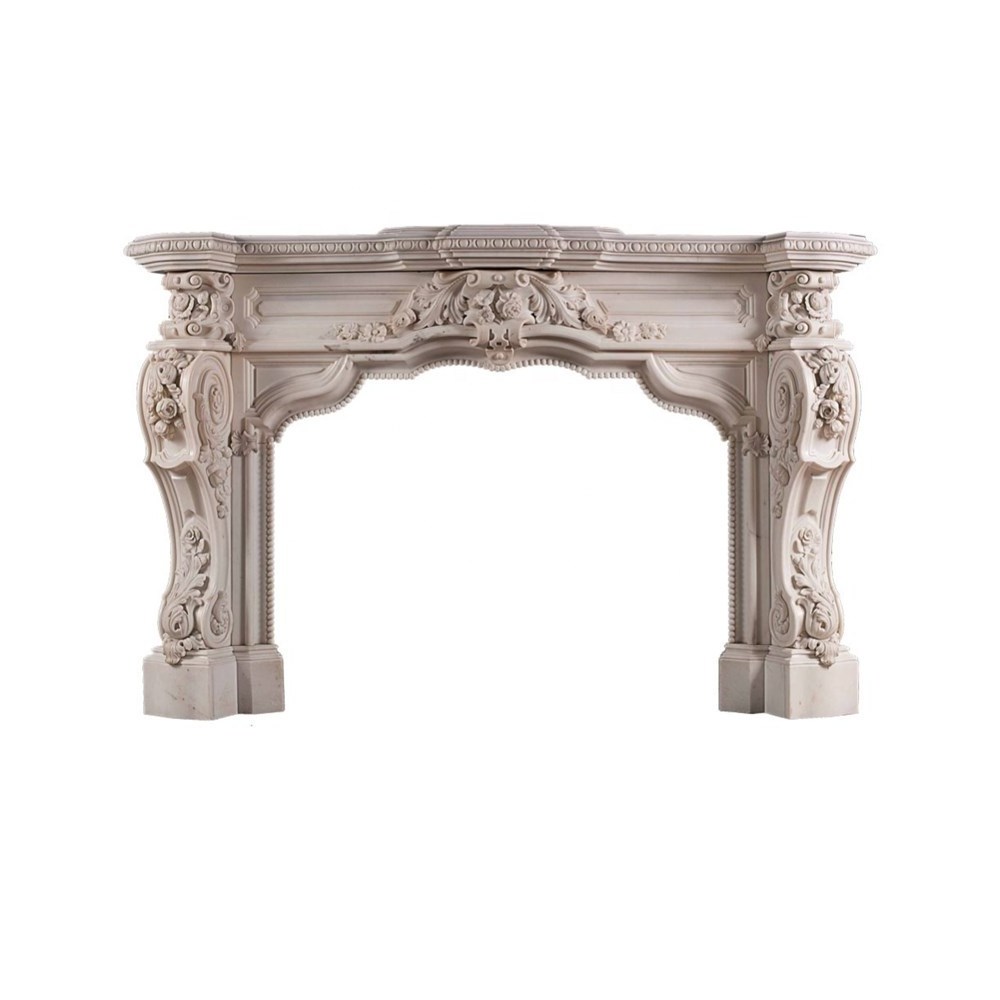 Sale modern design carved fireplace marble floor mantle indoor fireplace white marble fireplace