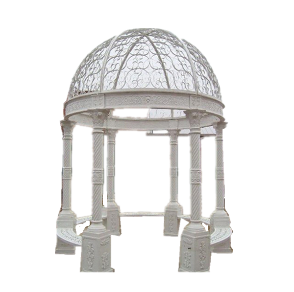 Hot sale hand carved cheap price simple Roman style white large marble gazebo outdoor garden