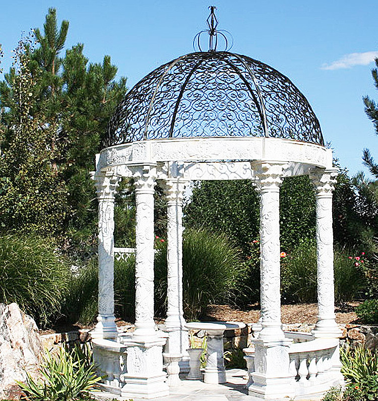 China cheap white marble outdoor garden gazebo pavilion 5953 White