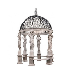 Hot sale hand carved cheap price simple Roman style white large marble gazebo outdoor garden