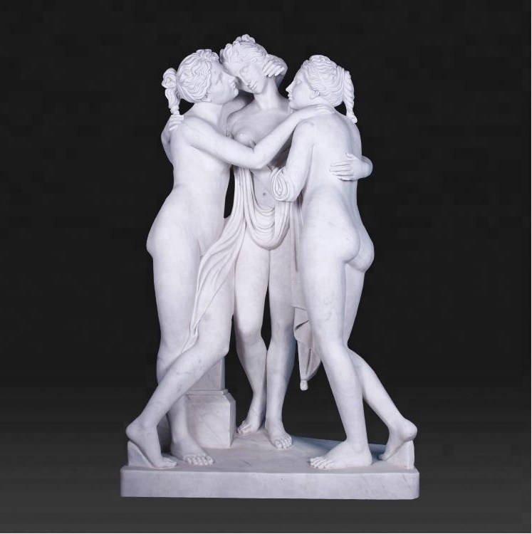 White the three graces marble statue