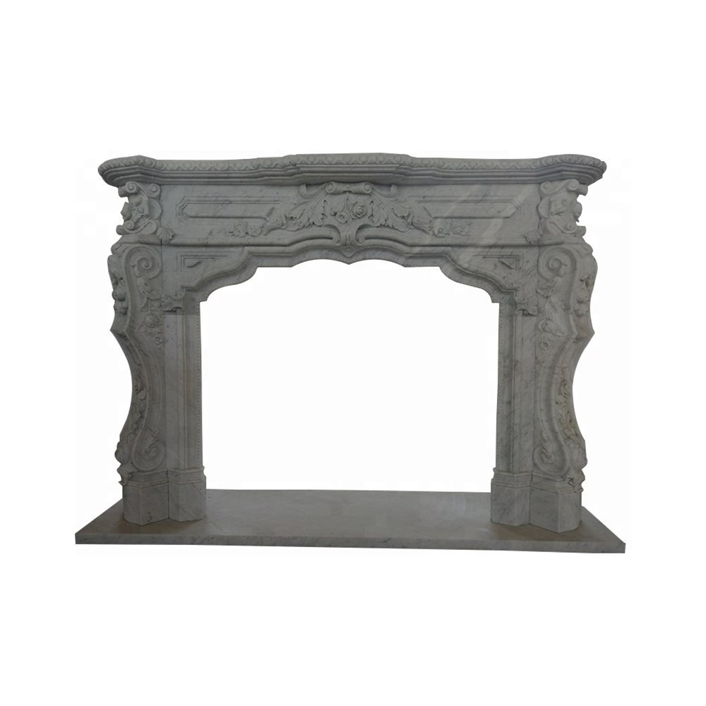 Sale modern design carved fireplace marble floor mantle indoor fireplace white marble fireplace