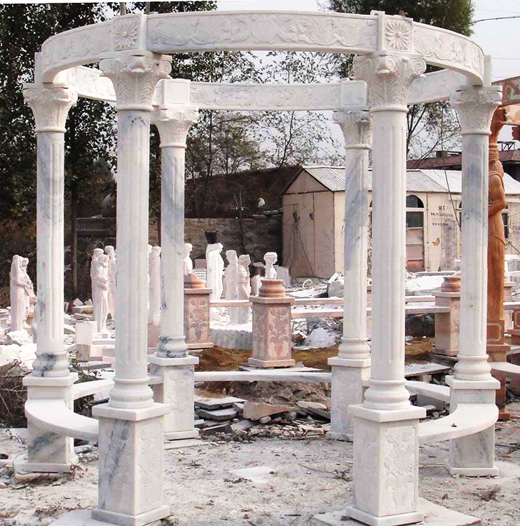 China cheap white marble outdoor garden gazebo pavilion 5953 White