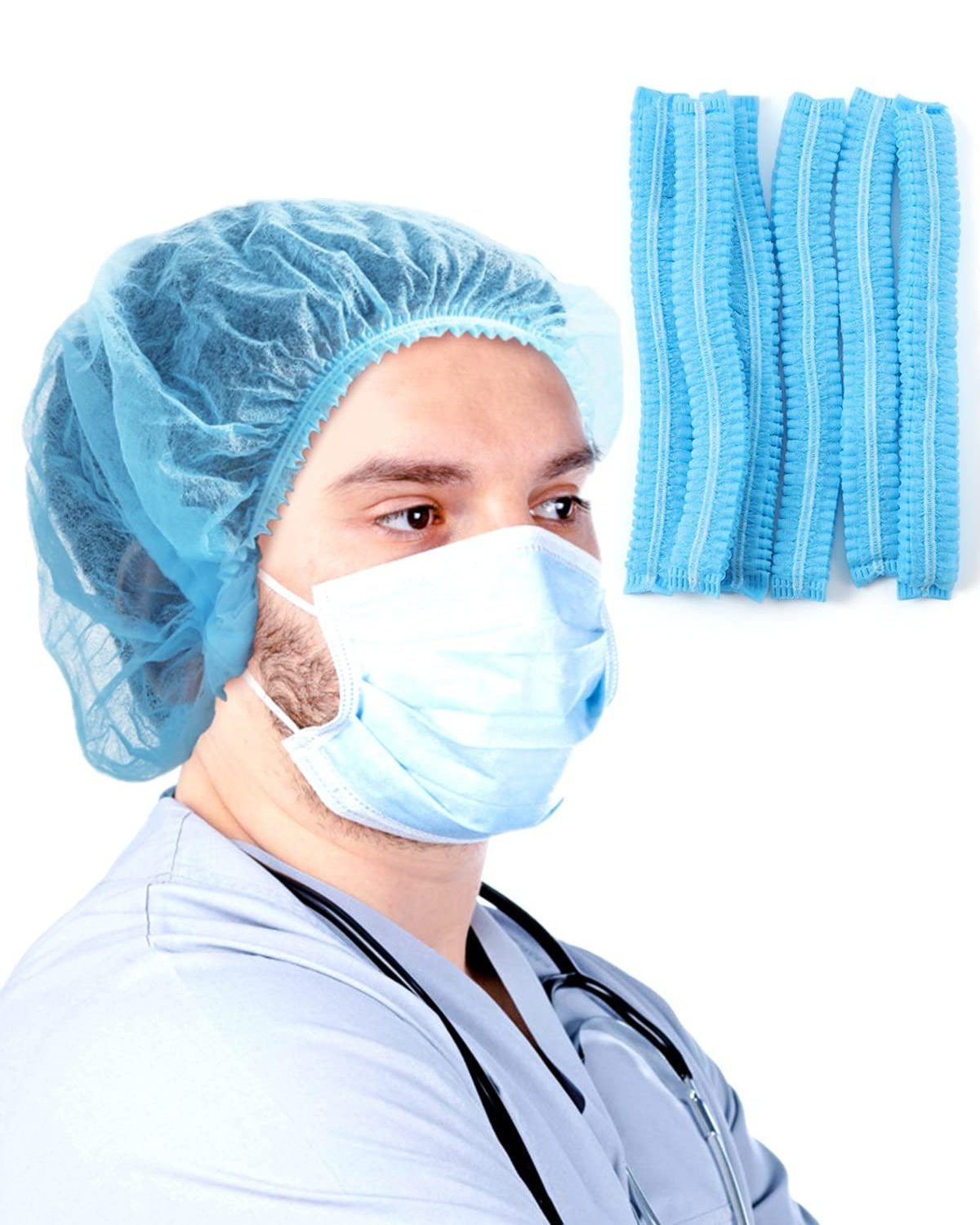 Disposable Hair Net Food Factory / Spa / personal care Head Cover Elastic Non Woven Disposable Clip Cap Mob Cap