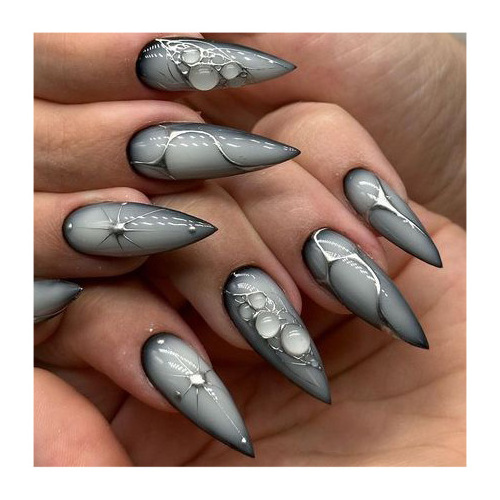 Best Designer Solid Color 24Pcs Design Custom Luxury Coffin French Ballerina Press On Nails Abs Acrylic Artificial Fingernails